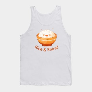 Rice & Shine Cute Rice T-Shirt Kawaii Tee Gift For Asian Foodie Funny Chinese Food Lover Shirt Adorable Rice Bowl T Shirt Asian Food Pun Top Tank Top